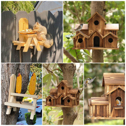 🔥Hot Sale -48% Off✨Handmade Wood Natural Feeder Decor
