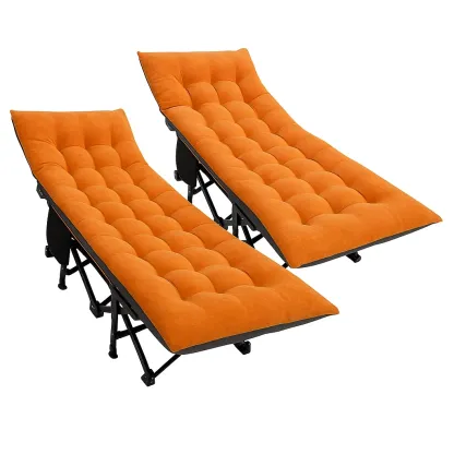 Lit de camping pliant en aluminium avec matelas orange 200x65x45 cm lot de 2