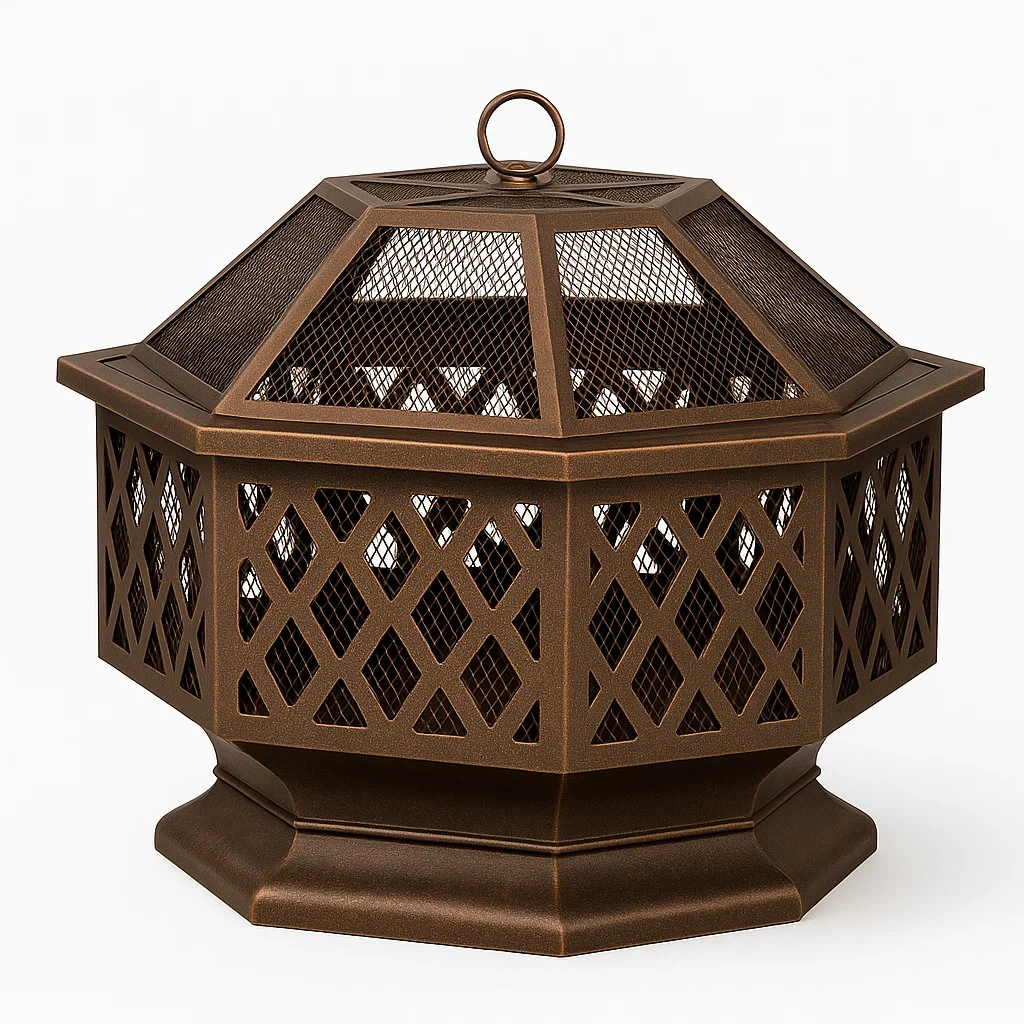 Foyer extérieur octogonal en métal marron