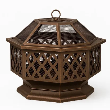 Foyer extérieur octogonal en métal marron