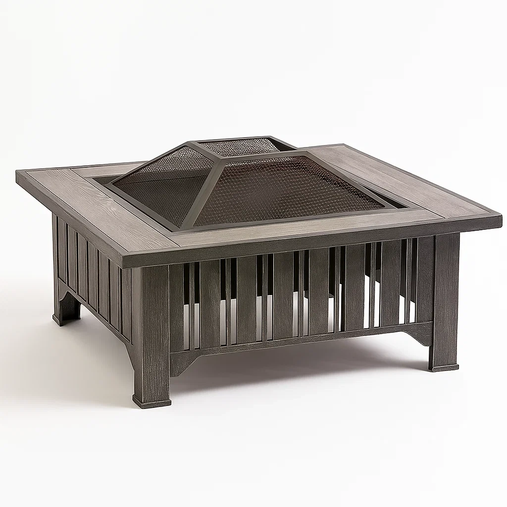 Foyer extérieur carré en acier gris