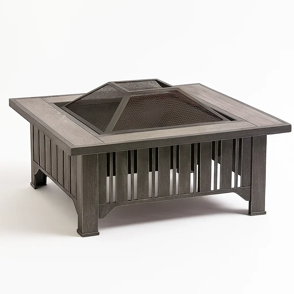 Foyer extérieur carré en acier gris