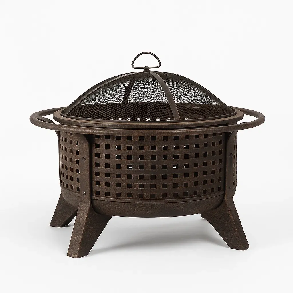 Foyer extérieur en acier marron rond 76 cm