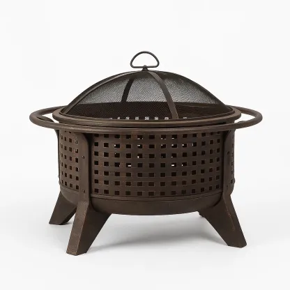 Foyer extérieur en acier marron rond 76 cm