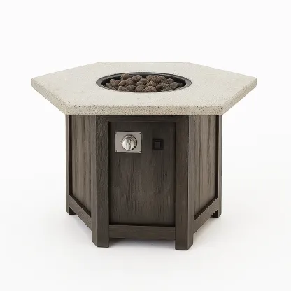 Foyer extérieur en bois composite marron et ciment