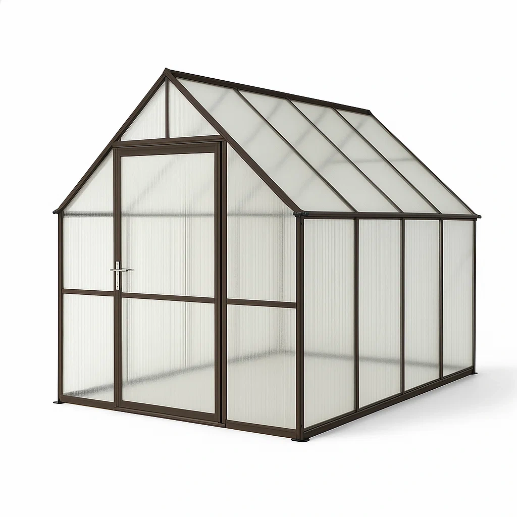 Serre en polycarbonate et aluminium marron et transparent 300x200x250 cm