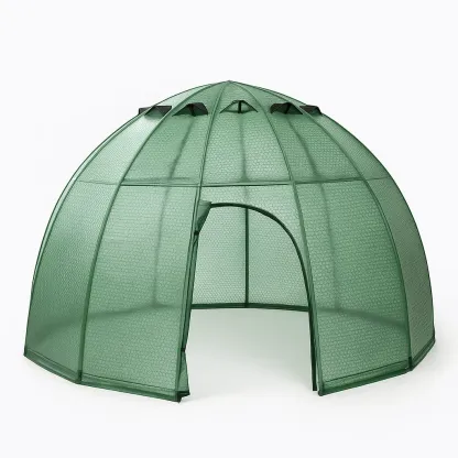 Serre en métal et polyéthylène vert dôme