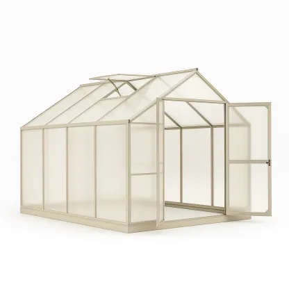 Serre en aluminium et polycarbonate avec porte et fenêtres 310x185x195 cm beige