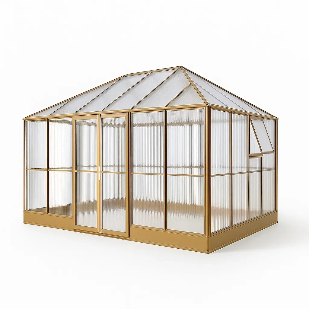 Serre en polycarbonate et aluminium or