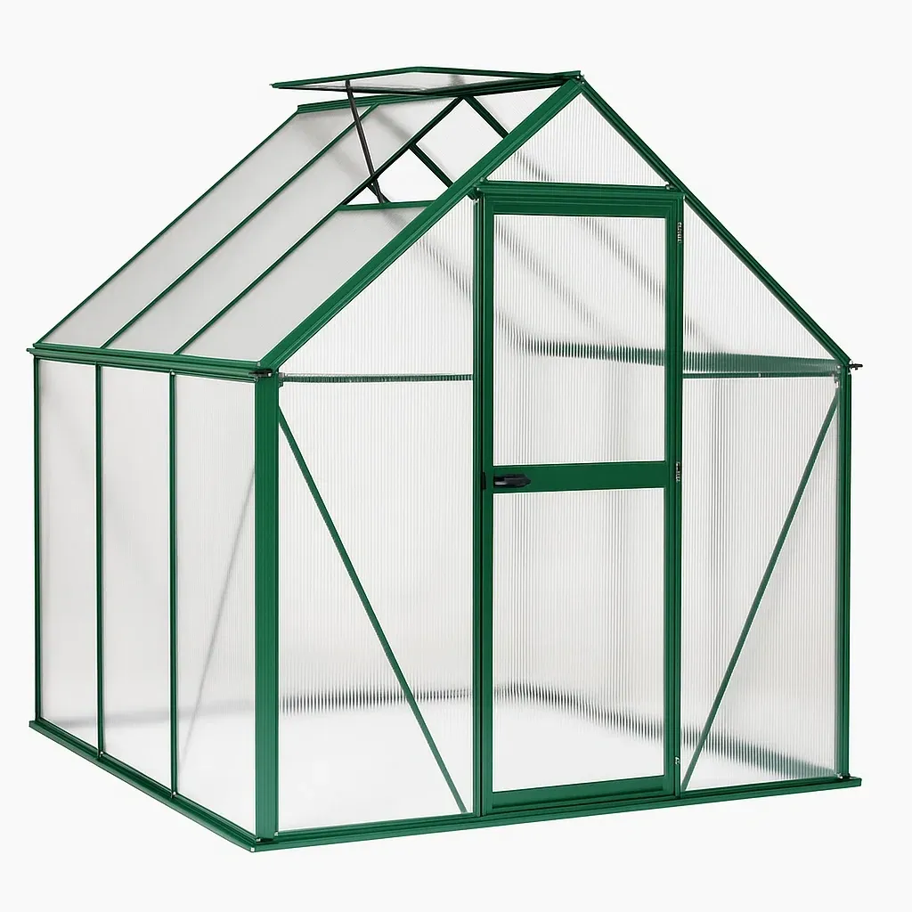 Serre en polycarbonate alvéolaire avec structure en aluminium vert 190x185x195 cm