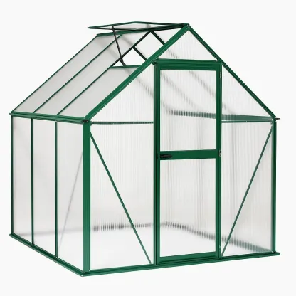 Serre en polycarbonate alvéolaire avec structure en aluminium vert 190x185x195 cm