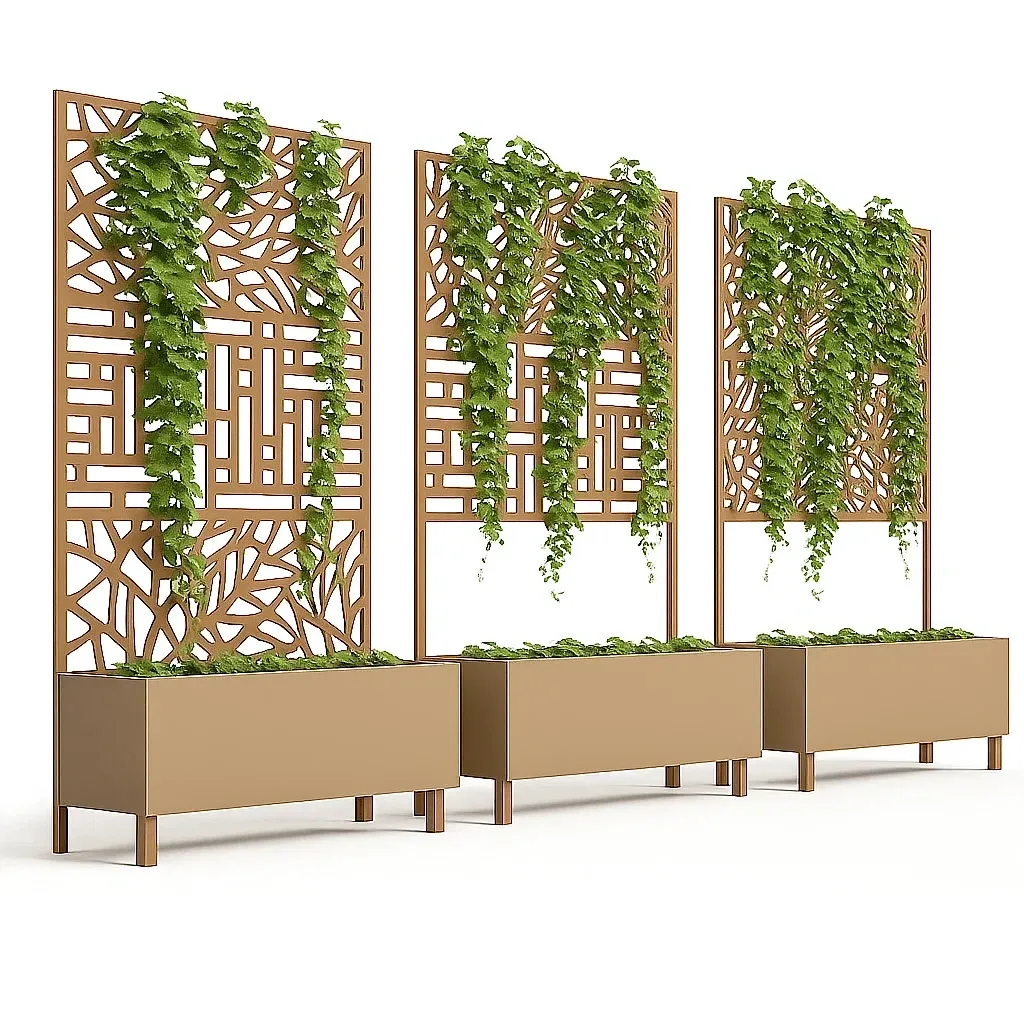 Tuteur de plante en métal et bois 120x240 cm, lot de 3