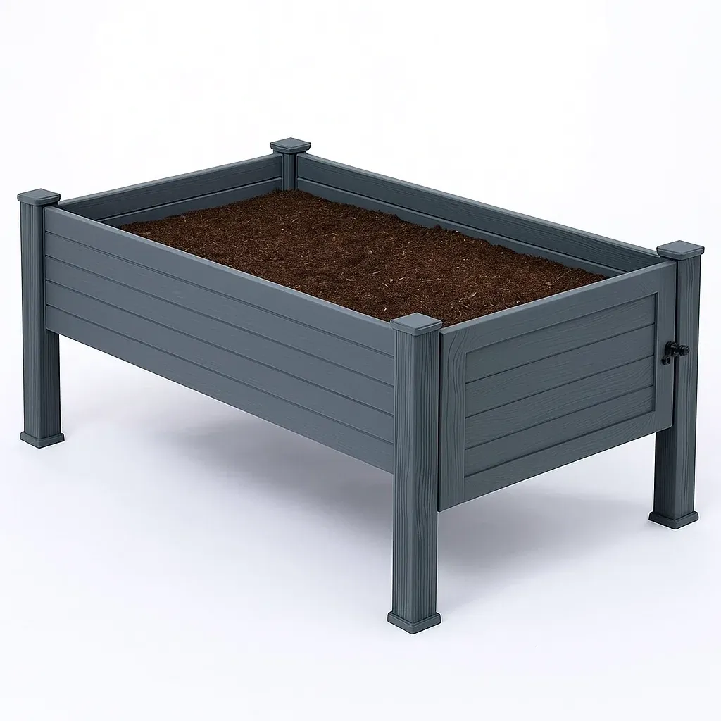 Pot de fleur surélevé en résine synthétique gris 120x60x75 cm