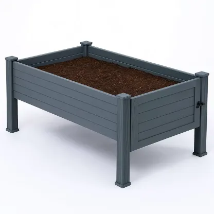 Pot de fleur surélevé en résine synthétique gris 120x60x75 cm