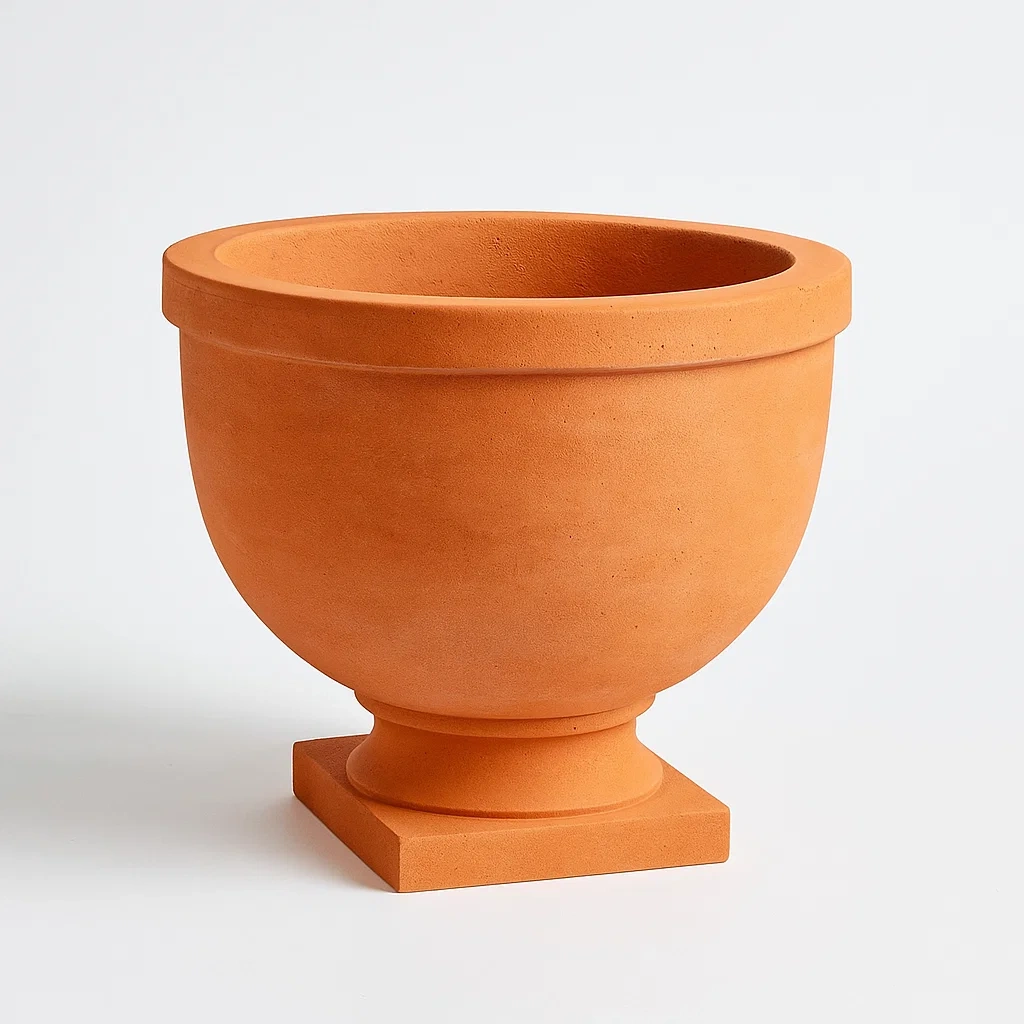 Pot de fleur en terre cuite orange