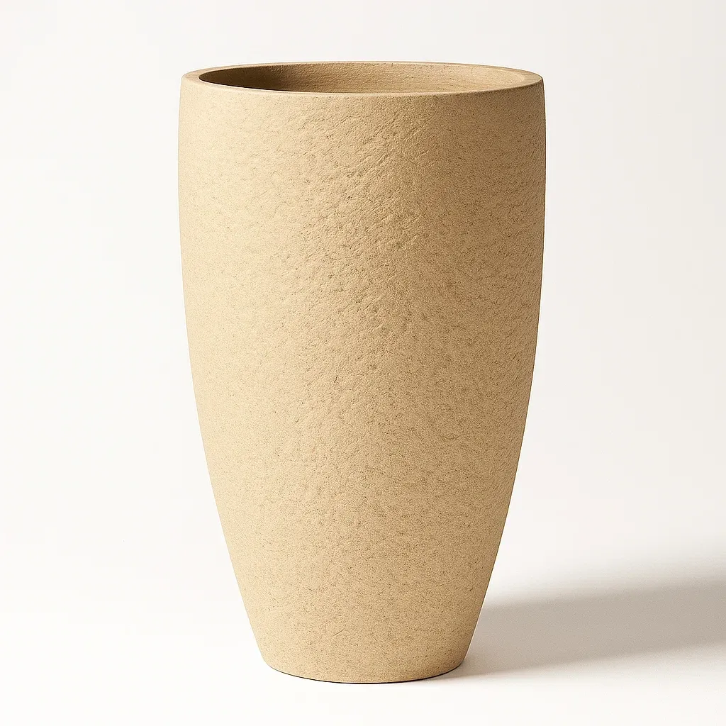 Pot de fleur en fibres de bambou beige 30x15 cm