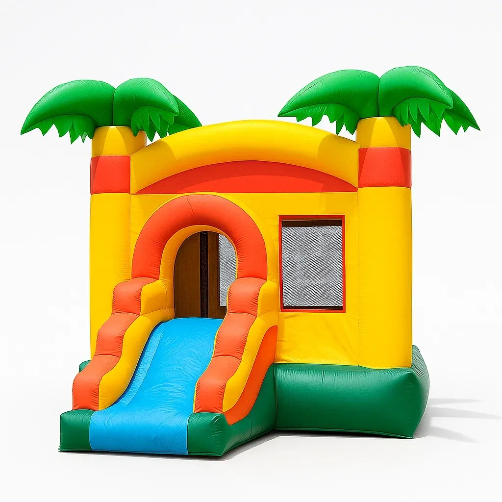 Château gonflable avec toboggan en tissu PVC multicolore pour enfants