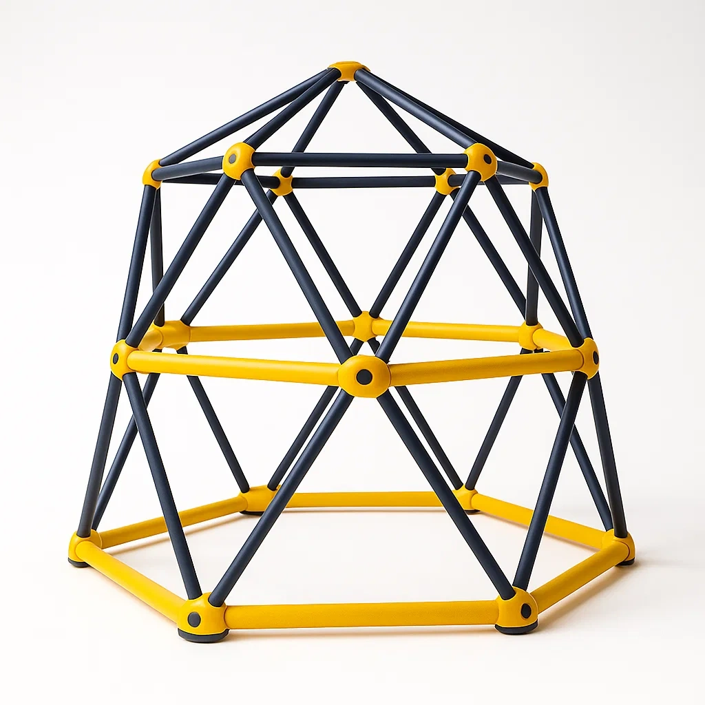Équipement d'escalade hexagonal en plastique jaune et noir hauteur 100 cm