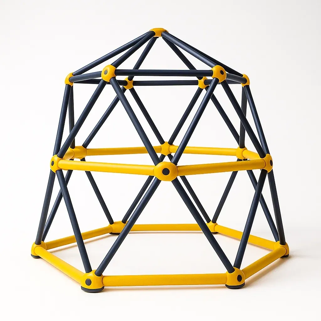 Équipement d'escalade hexagonal en plastique jaune et noir hauteur 100 cm