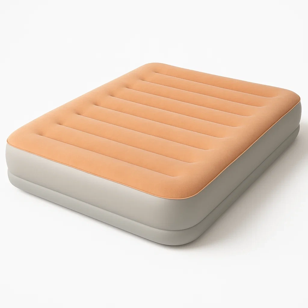 Matelas pneumatique en PVC orange et beige 203x152x46 cm