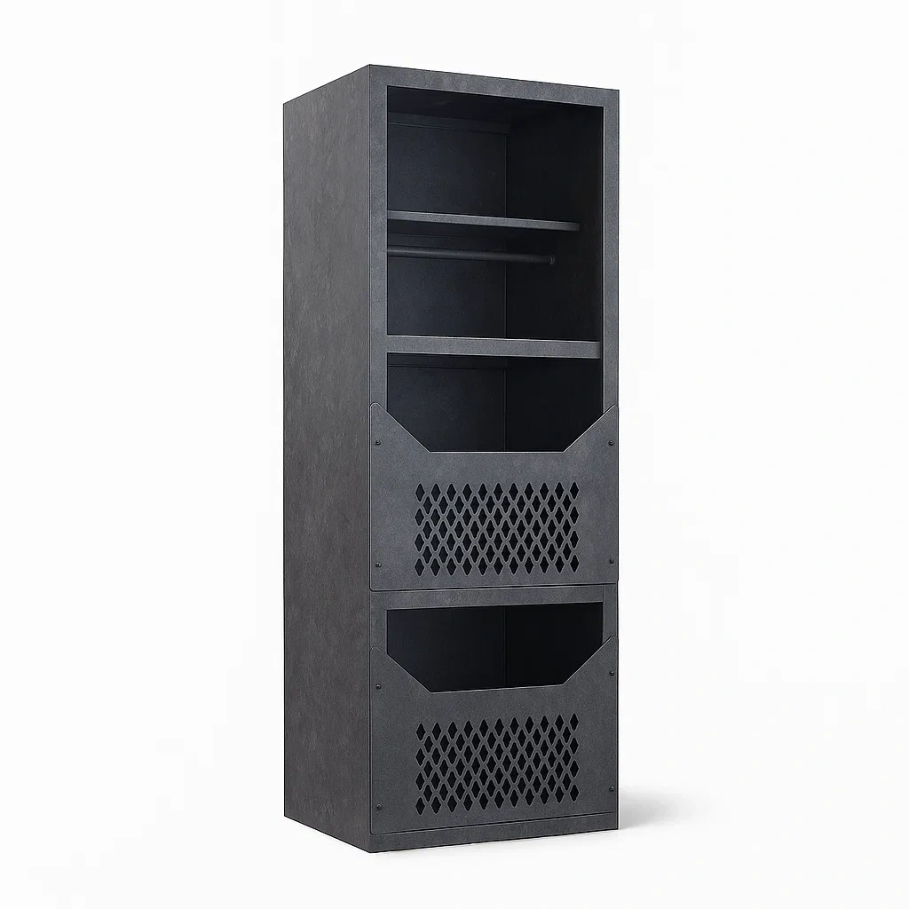 Armoire de garage en métal noir 180x60x40 cm