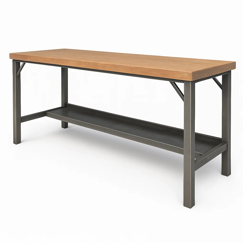 Établi en bois et métal marron