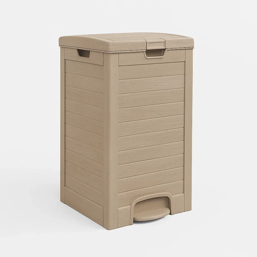 Poubelle à pédale en plastique beige