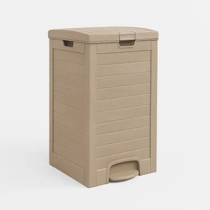 Poubelle à pédale en plastique beige