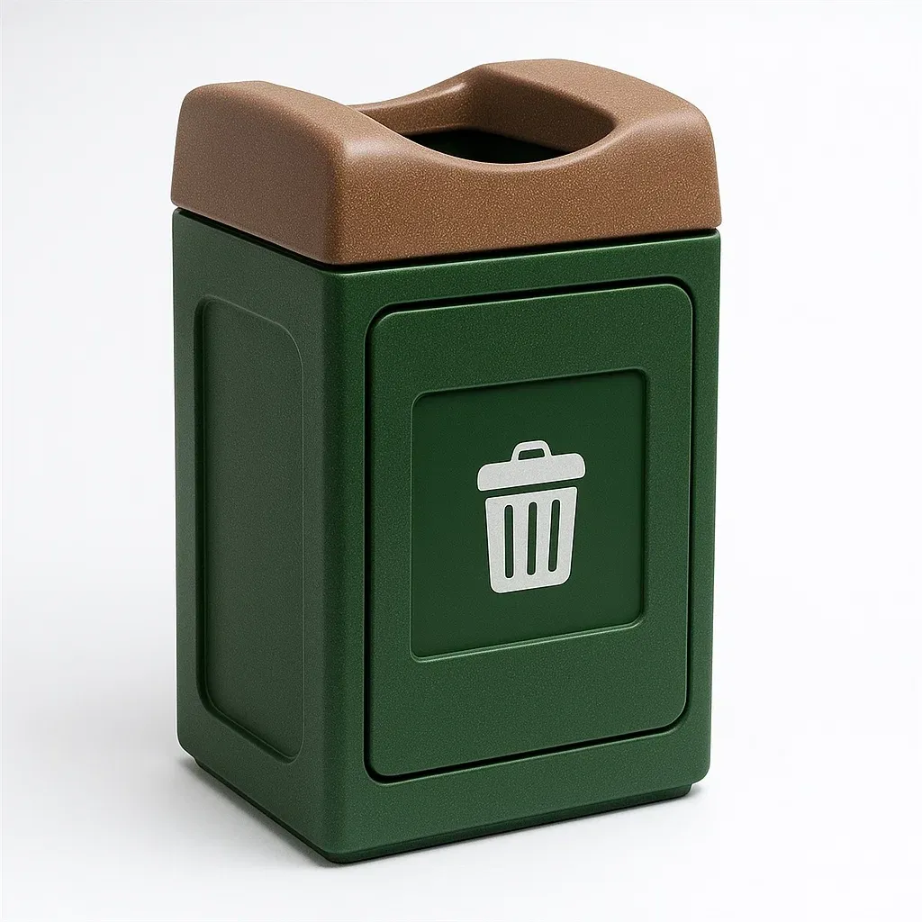 Poubelle en polyéthylène vert et brun 92x48x48 cm