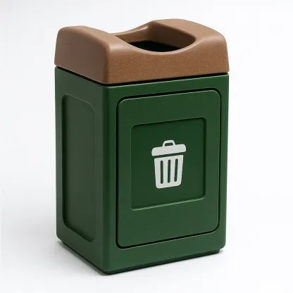 Poubelle en polyéthylène vert et brun 92x48x48 cm