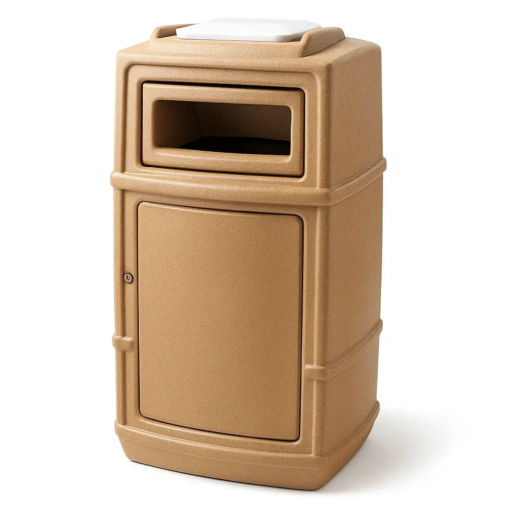 Poubelle en plastique marron