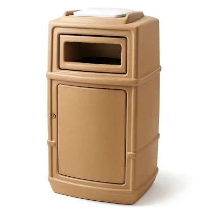 Poubelle en plastique marron