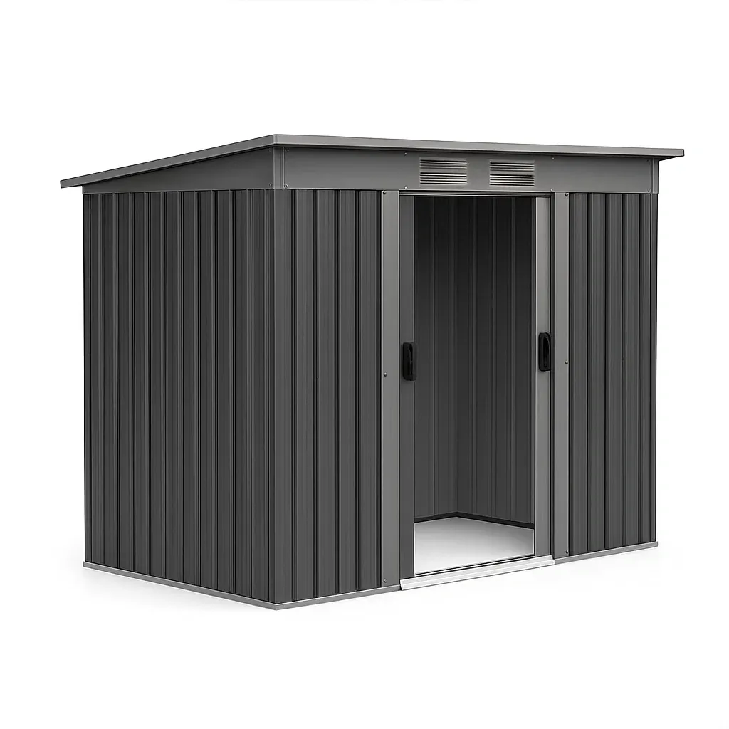 Abri d'outil en métal gris avec portes coulissantes 203x117x189 cm