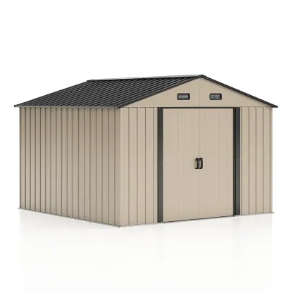 Abri d'outil en acier galvanisé beige 2.77x3.19x1.92 m