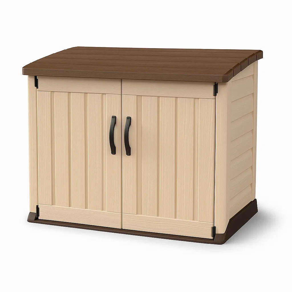 Armoire de rangement en plastique beige et marron