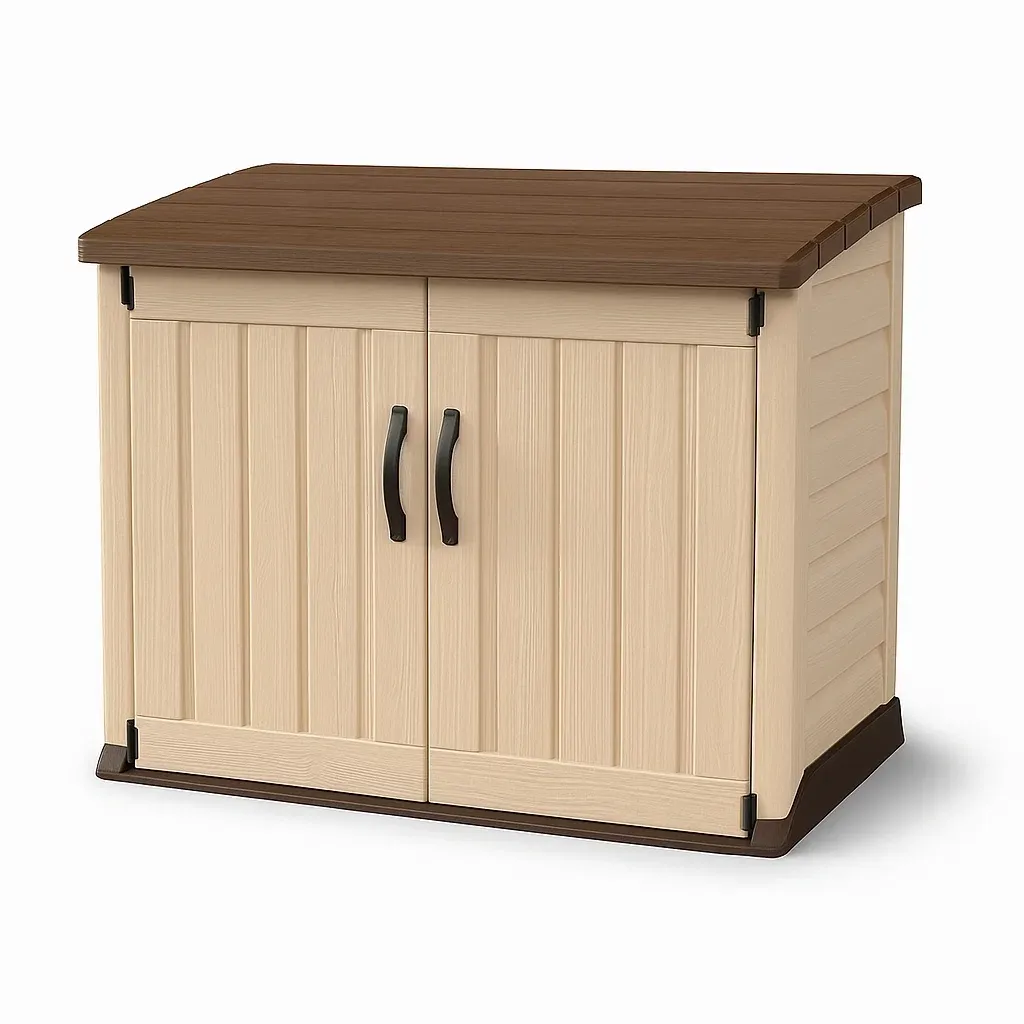 Armoire de rangement en plastique beige et marron