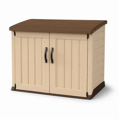 Armoire de rangement en plastique beige et marron