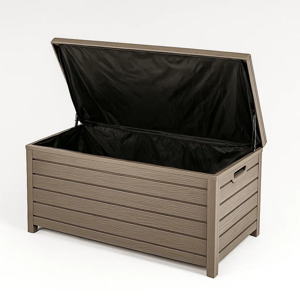 Coffre de terrasse en plastique marron 117x45x57 cm