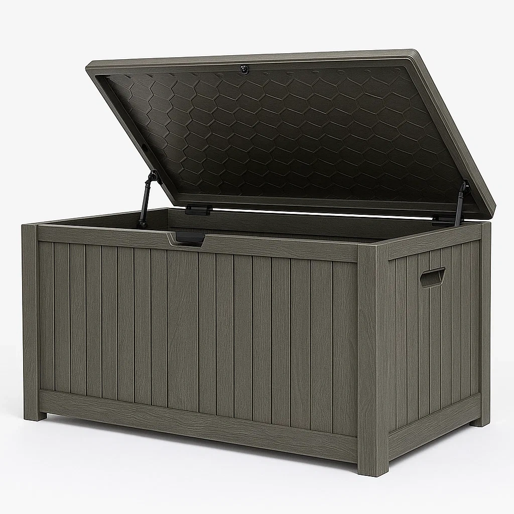 Coffre de terrasse en résine polypropylène gris