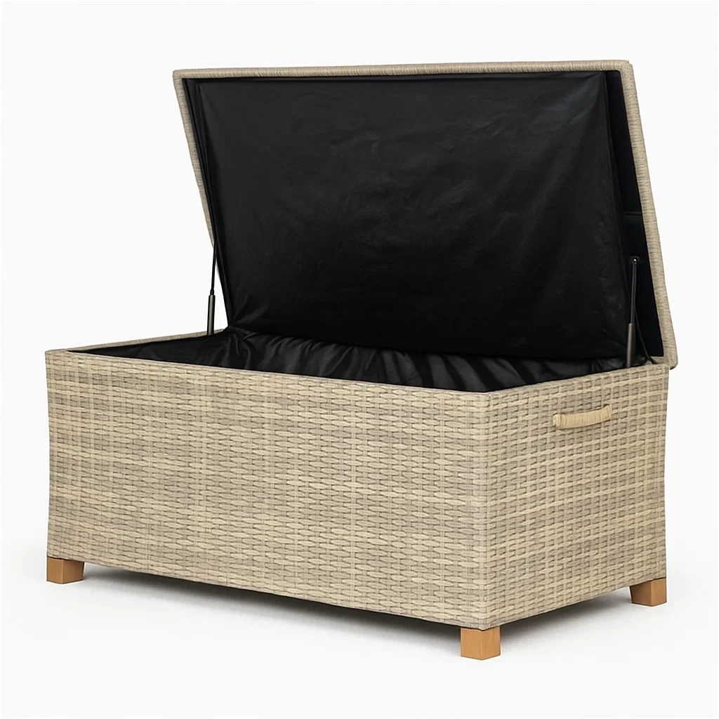 Coffre de terrasse en rotin synthétique 120x50x60 cm