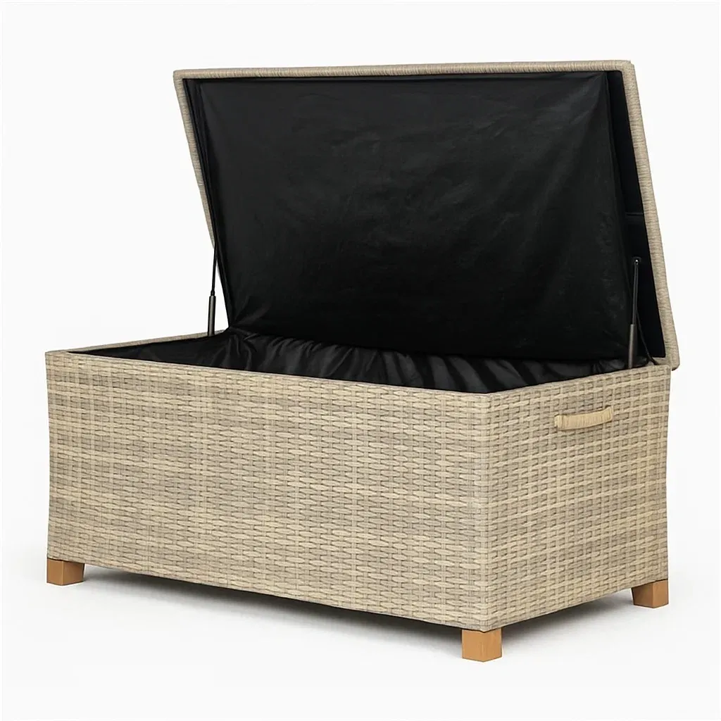 Coffre de terrasse en rotin synthétique 120x50x60 cm