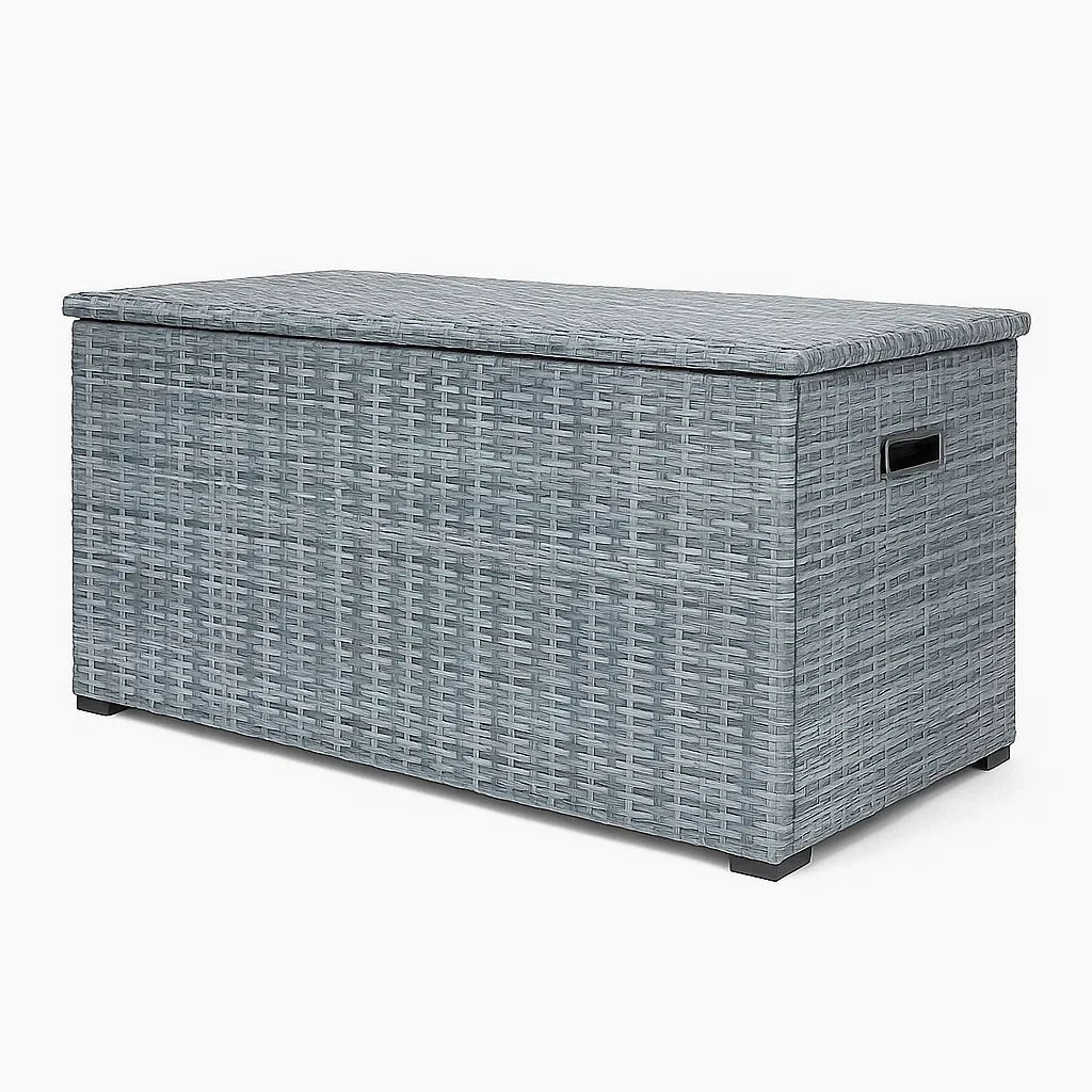 Coffre de terrasse en résine synthétique gris 117x57x45 cm