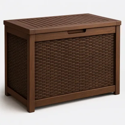 Coffre de terrasse en résine tressée marron 60x40x50 cm