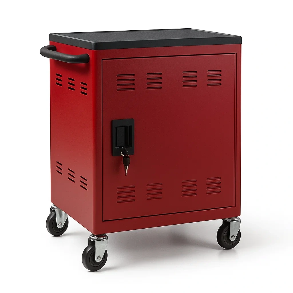 Armoire à outil mobile en métal avec serrure rouge