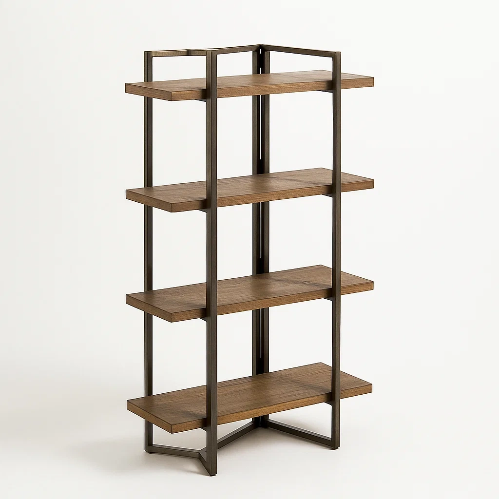 Étagère de rangement coin bois et métal