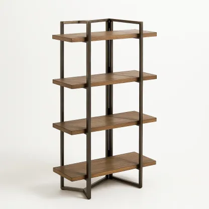 Étagère de rangement coin bois et métal