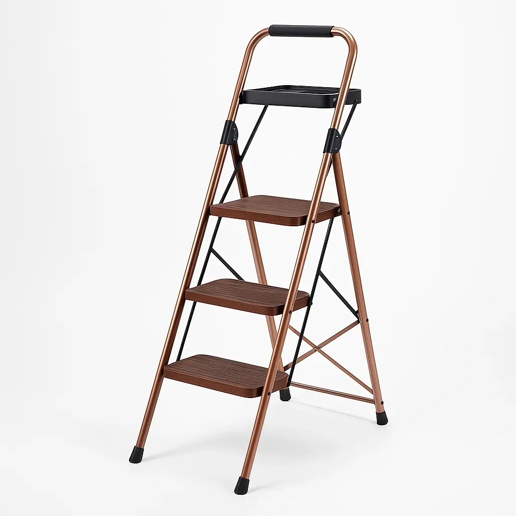 Échelle en métal à 3 marches cuivré et noir