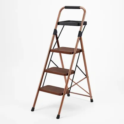 Échelle en métal à 3 marches cuivré et noir