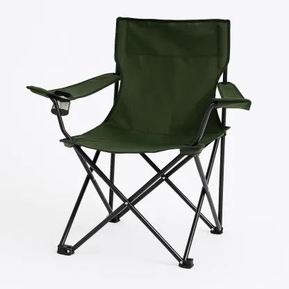 Chaise de camping pliante en tissu Oxford vert avec structure en métal