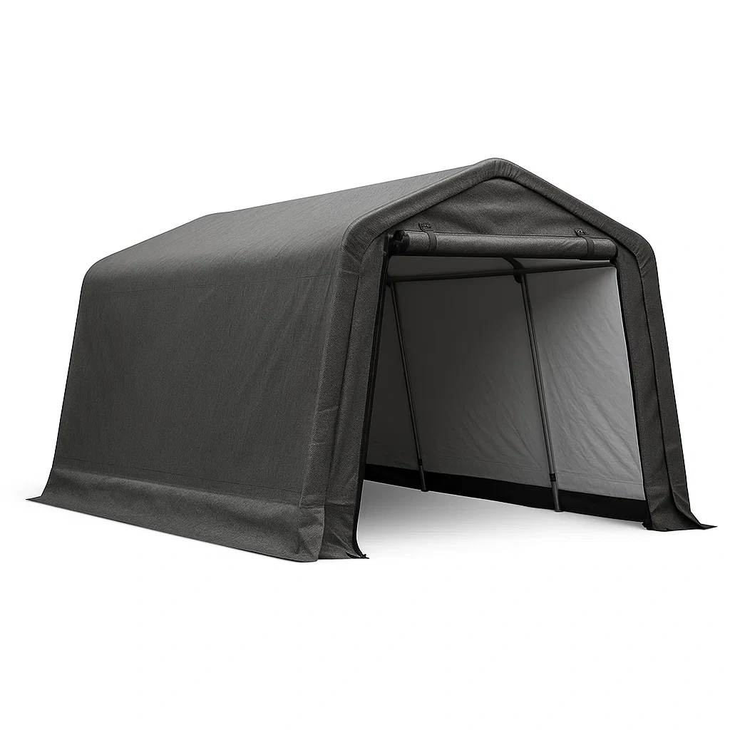 Carport en métal et polyéthylène gris